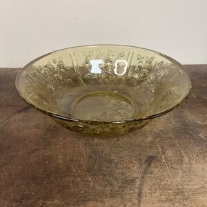 Federal Glass Sharon Amber Yellow Depression Glass 10" Serving Bowl Vtg Retro